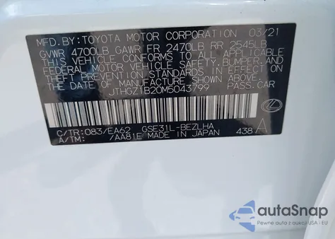 2021 Lexus Is 350 F Sport из США, поврежденный, VIN JTHGZ1B20M5043799